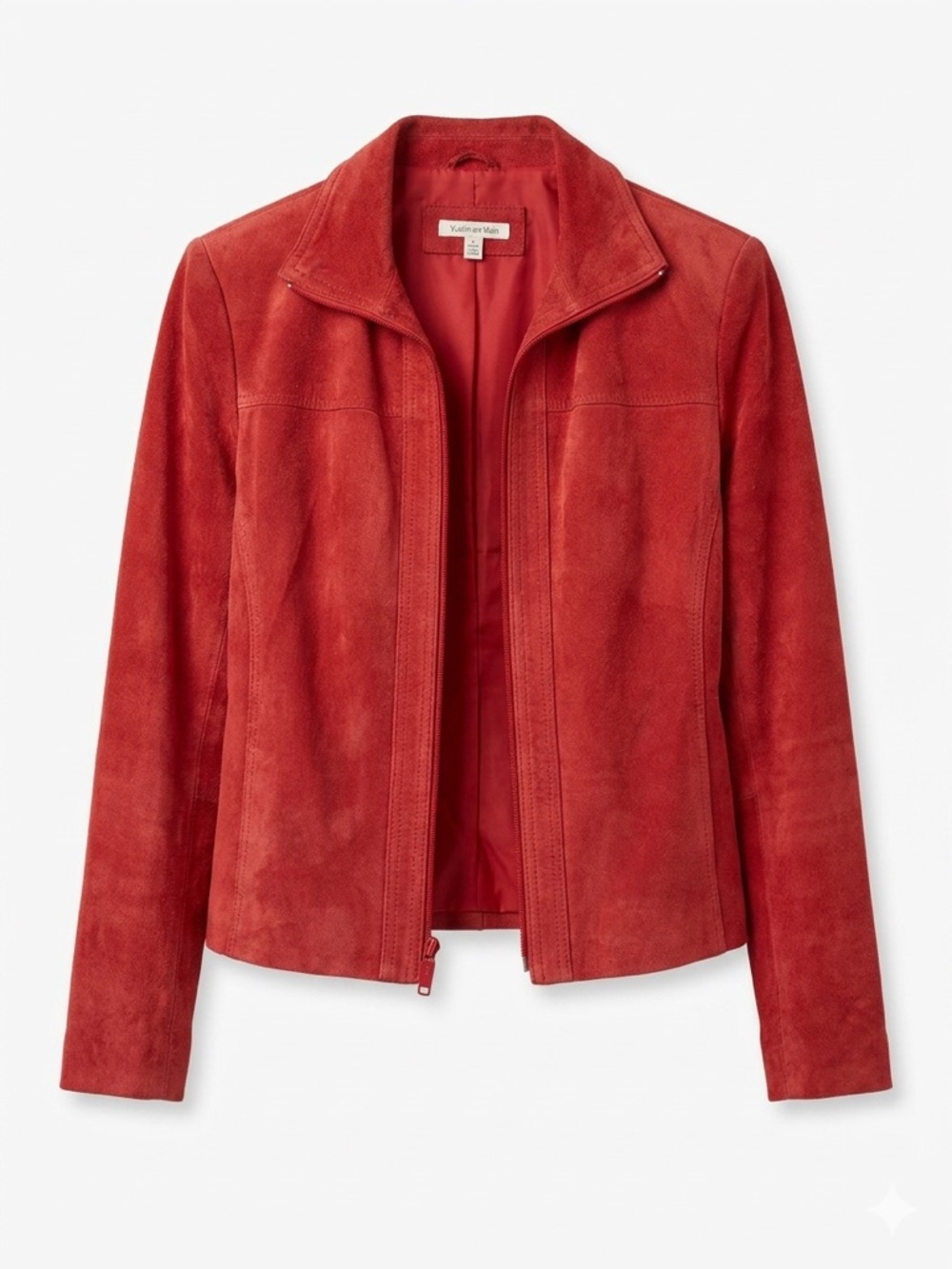 Coastal Cowgirl Yvonne Marie Red Suede Leather Zip-Up Moto Jacket - Size 8